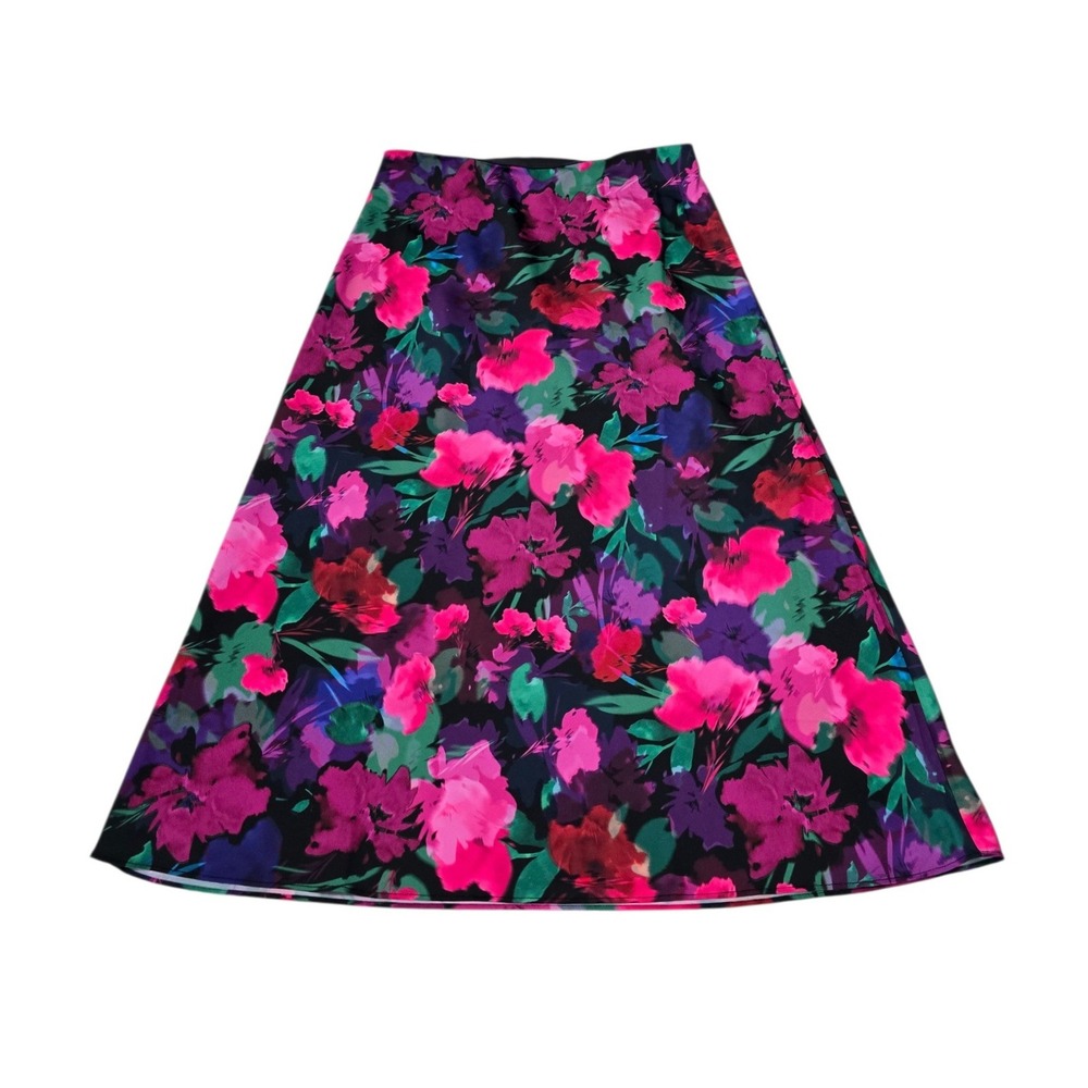 J.Crew Womens Floral Midi Skirt Pink Purple Green A-Line Size S
